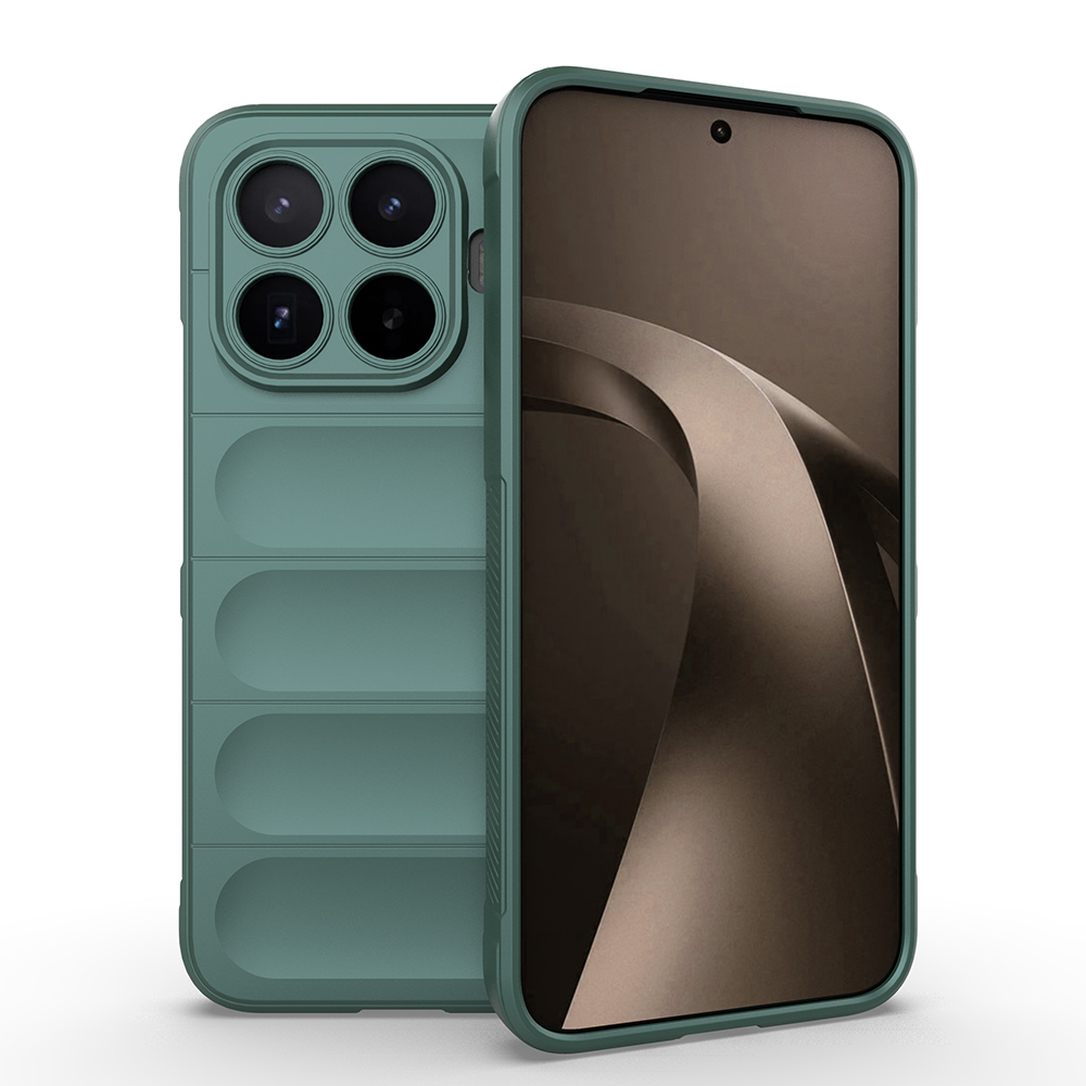 Xiaomi Uyumlu 17T Kılıf Esnek TPU Oyuklu Arka Yüzey Tasarımlı Zore Etnik Silikon Kapak-Koyu yeşil