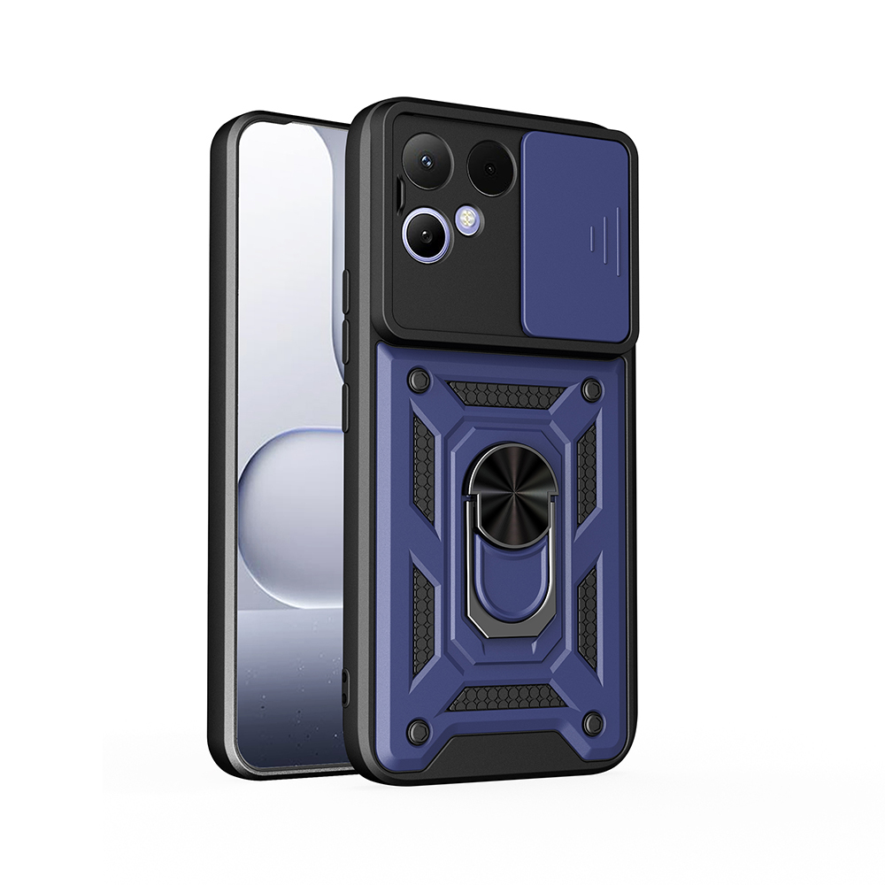 Tecno Pova Curve 2 Kılıf Magnetik Standlı Kamera Korumalı Zore Sürgülü Vega Kapak-Mavi