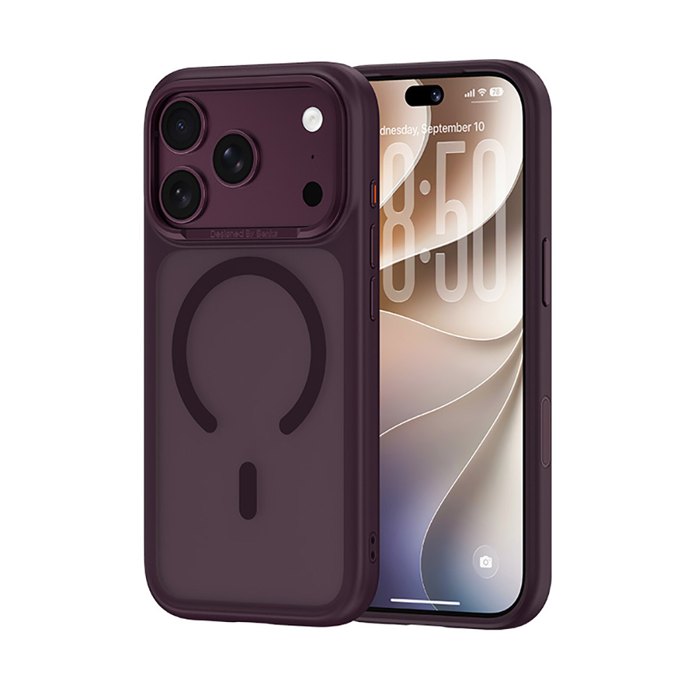 iPhone Uyumlu 17 Pro Max Kılıf M-Safe Şarj Özellikli Benks Mist C-Magnet Yeni Seri Kapak-Bordo