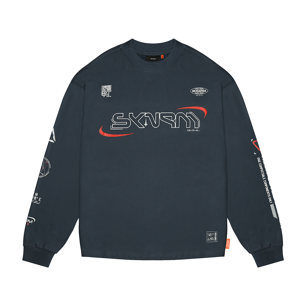 Skinarma Neptune Uzun Kollu Oversize Unisex Bisiklet Yaka Lacivert Sweatshirt-Large