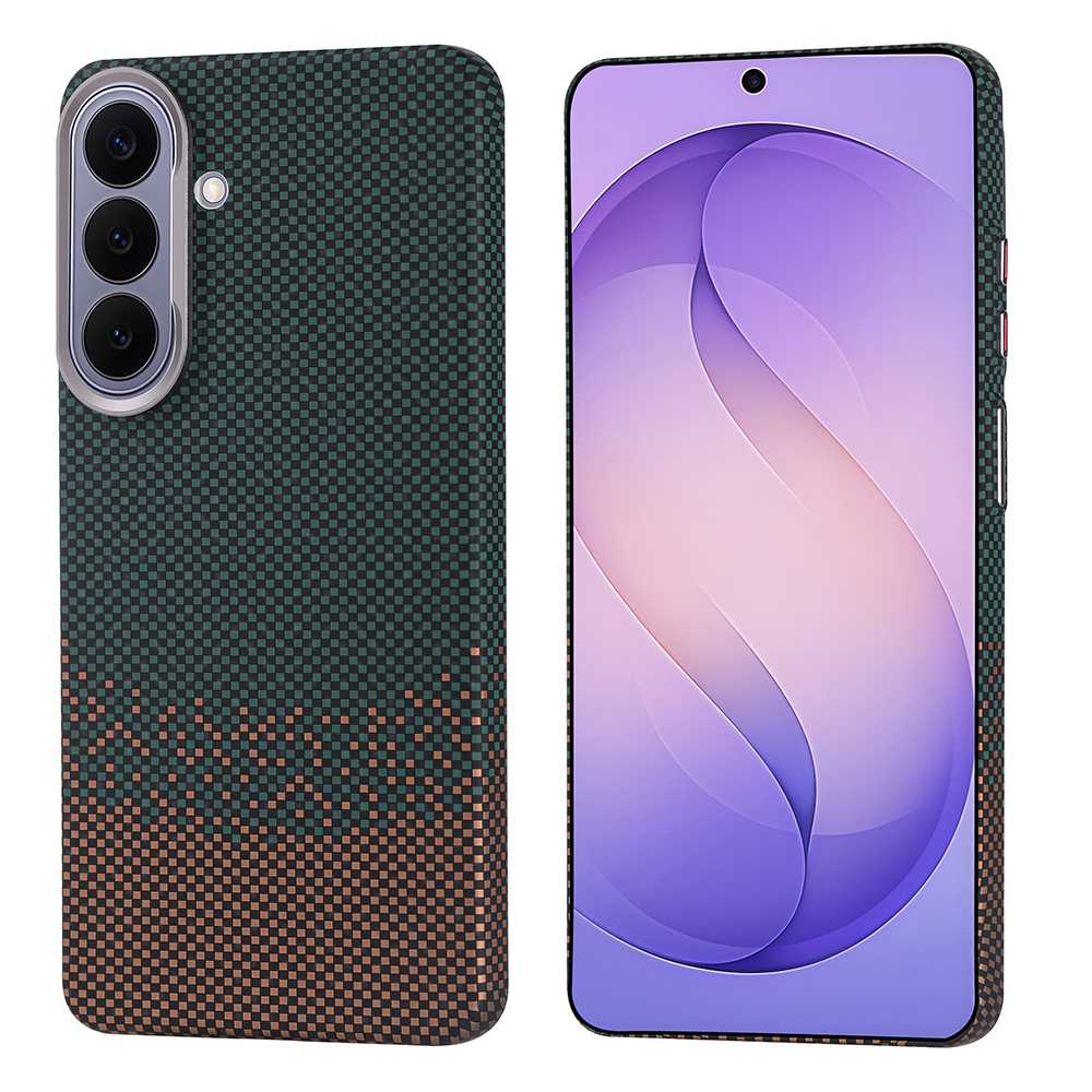 Galaxy Uyumlu S26 Plus Kılıf M-safe Şarj Özellikli Karbon Fiber Görünümlü Zore Nekst Kapak-Yeşil