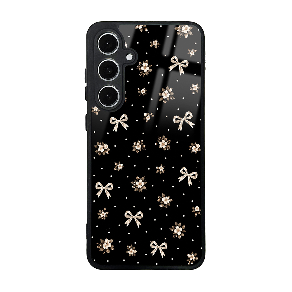 Galaxy Uyumlu S24 FE Kılıf Kamera Korumalı Desenli Zore Lusi Kapak-Gold fiyonk