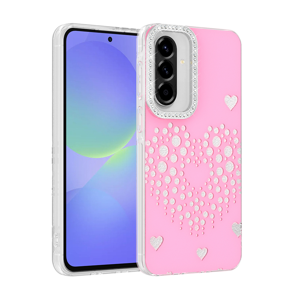 Galaxy Uyumlu A36 Kılıf Damla Taşlı Zore Rivas Sert PC Kapak-Pembe