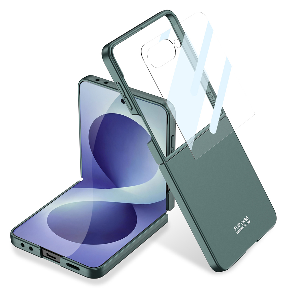 Galaxy Uyumlu Z Flip 8 Kılıf Zore Sert Kıpta Kapak-Yeşil