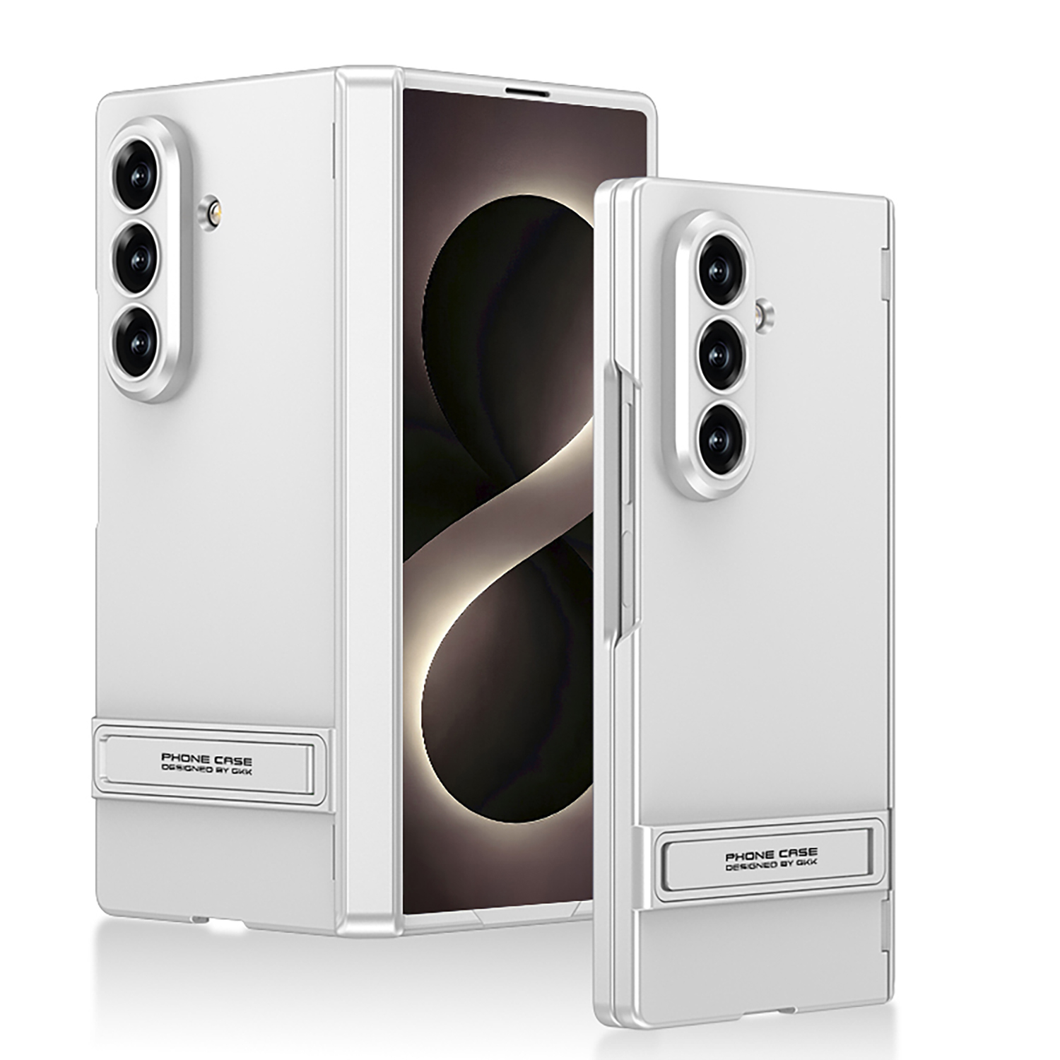 Galaxy Uyumlu Z Fold 8 Ultra Kılıf Zore Kıpta Standlı Kapak-Gümüş