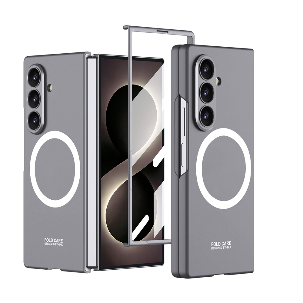 Galaxy Uyumlu Z Fold 8 Ultra Kılıf Wireless Şarj Özellikli Zore Kıpta M-safe Kapak-Gri