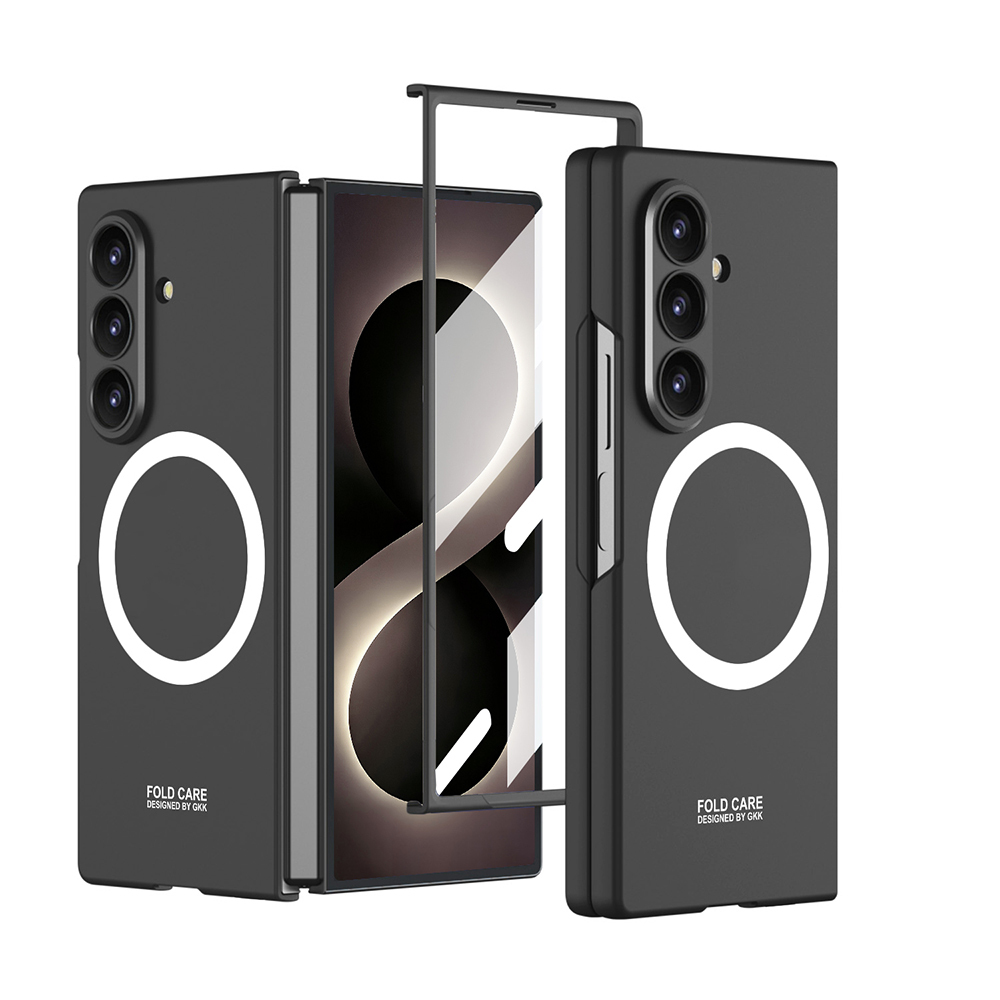 Galaxy Uyumlu Z Fold 8 Ultra Kılıf Wireless Şarj Özellikli Zore Kıpta M-safe Kapak-Siyah