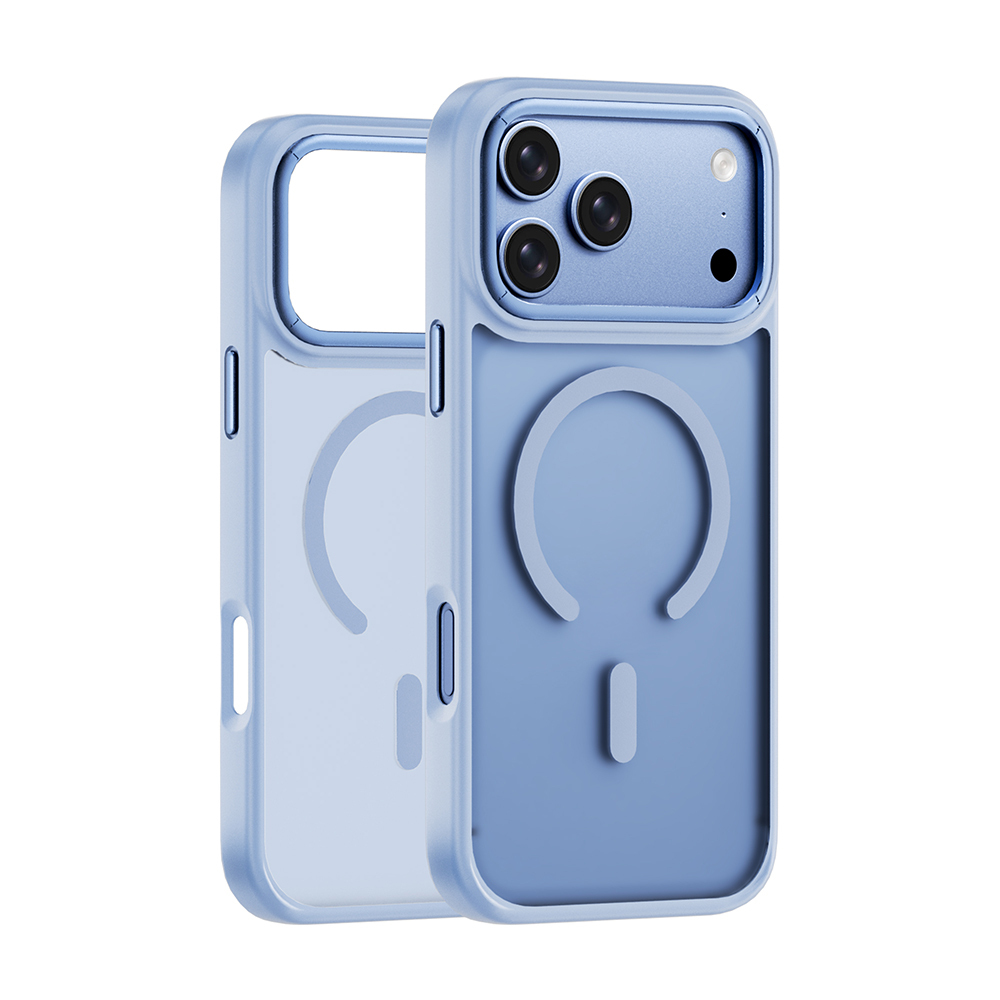 iPhone Uyumlu 18 Pro Max Kılıf Wiwu FGG-012 ArmorPro Serisi M-safe Şarj Özellikli Parmak İzi Bırakmayan Kılıf-Açık mavi