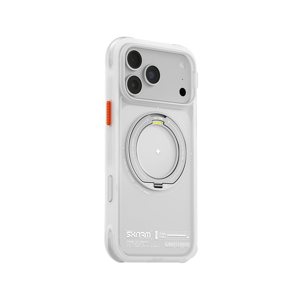 iPhone Uyumlu 18 Pro Max Kılıf M-Safe Şarj Özellikli Airbag Tasarımlı Standlı Skinarma Atlas Kapak-Beyaz