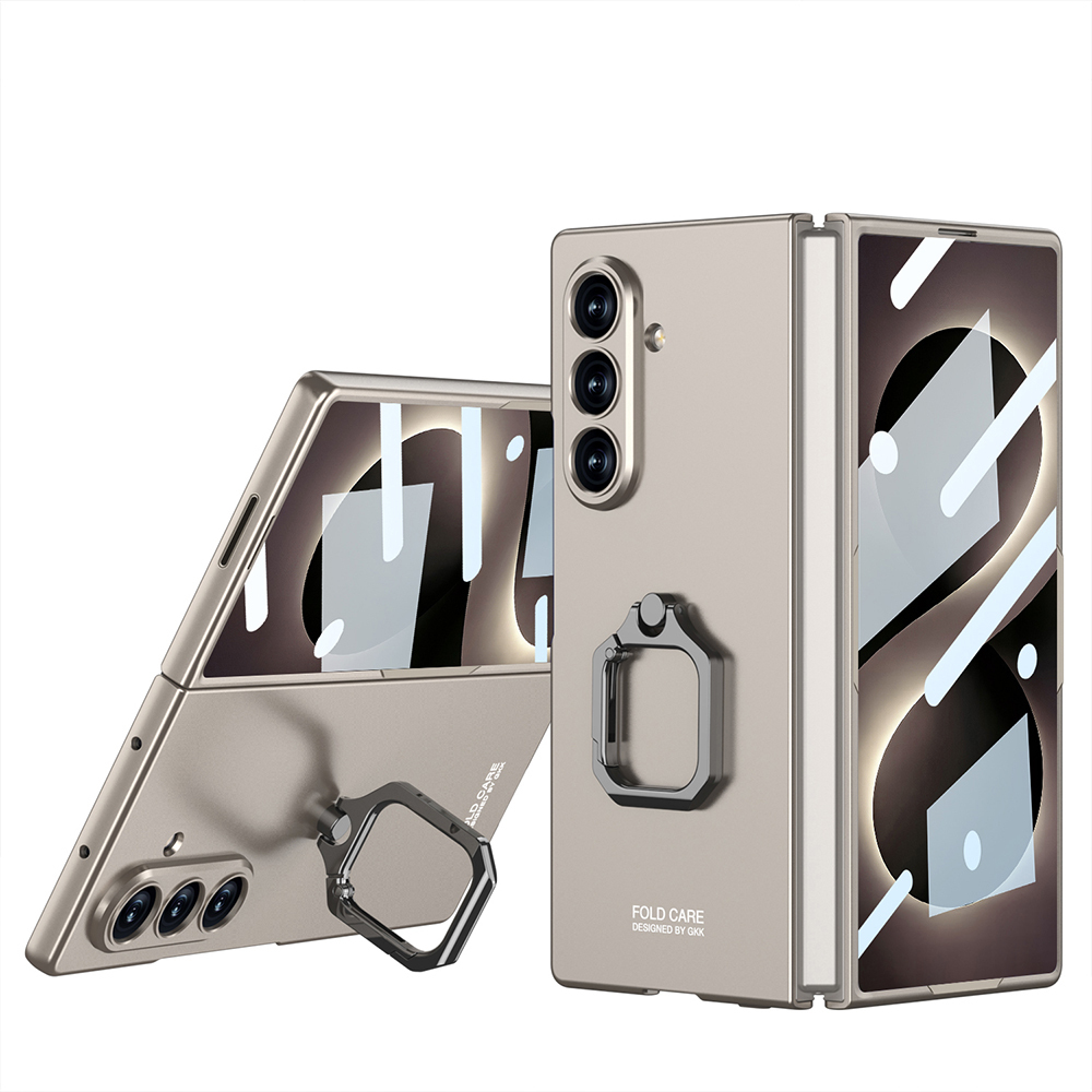 Galaxy Uyumlu Z Fold 8 Ultra Kılıf Zore Kıpta Flip Ring Kamera Korumalı Kapak-Titanyum