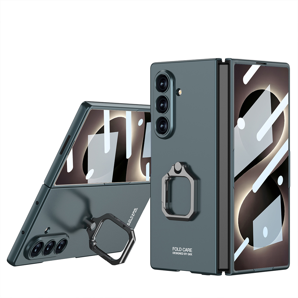 Galaxy Uyumlu Z Fold 8 Ultra Kılıf Zore Kıpta Flip Ring Kamera Korumalı Kapak-Yeşil