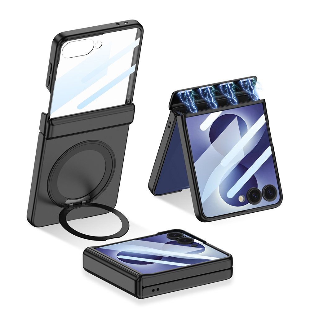 Galaxy Uyumlu Z Flip 8 Kılıf M-safe Şarj Özellikli Zore Kıpta KPT-06 Ring Standlı Kapak