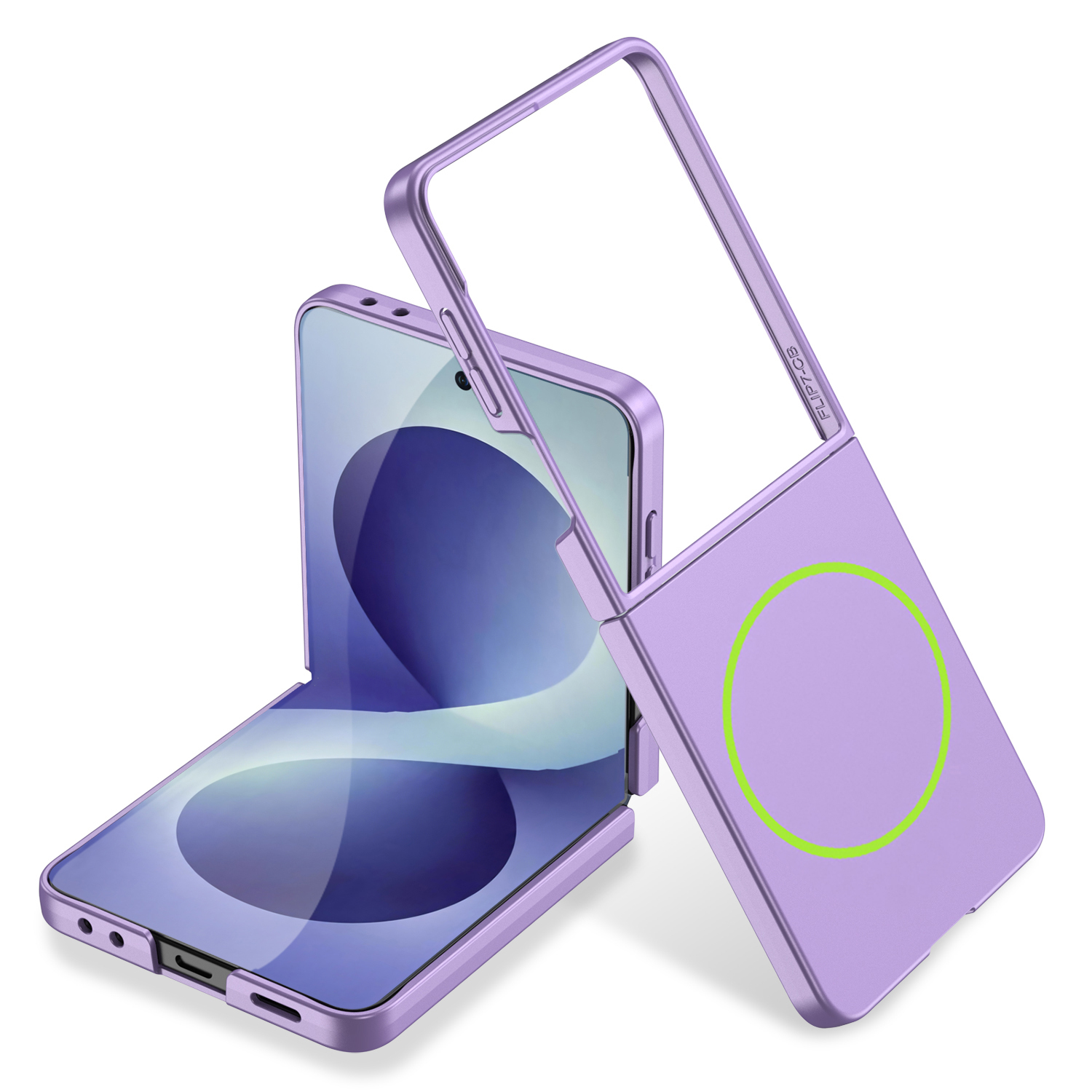 Galaxy Uyumlu Z Flip 8 Kılıf Wireless Şarj Özellikli Zore Kıpta M-safe Kapak-Mor