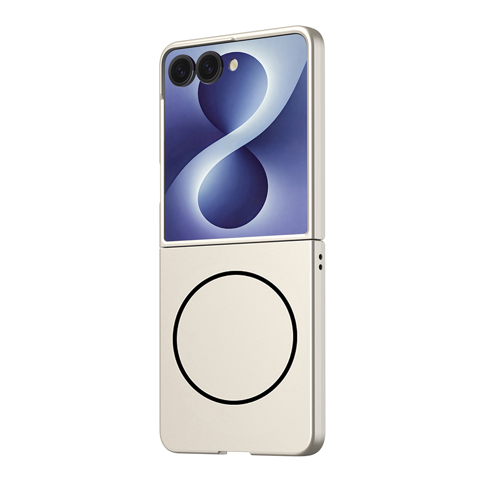 Galaxy Uyumlu Z Flip 8 Kılıf Wireless Şarj Özellikli Zore Kıpta M-safe Kapak-Titanyum