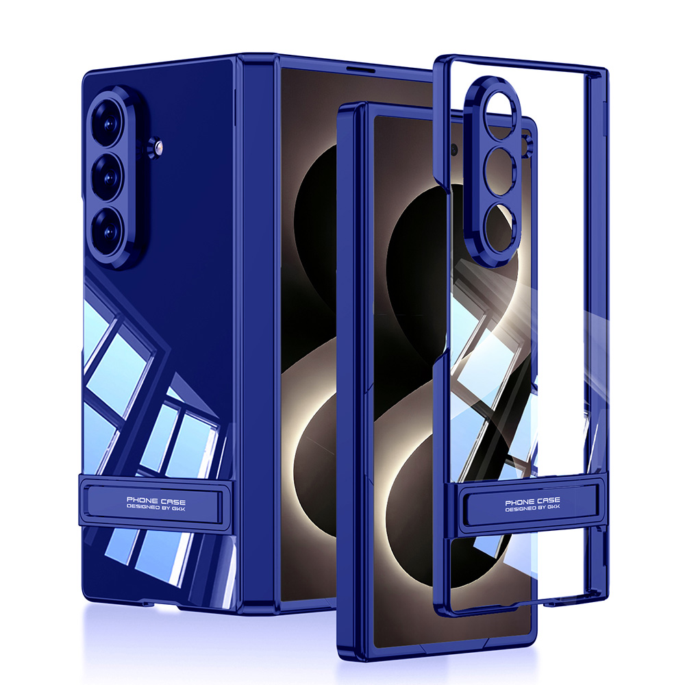 Galaxy Uyumlu Z Fold 8 Ultra Kılıf Kamera Korumalı Şeffaf Tasarımlı Zore Lego Standlı Kapak-Mavi