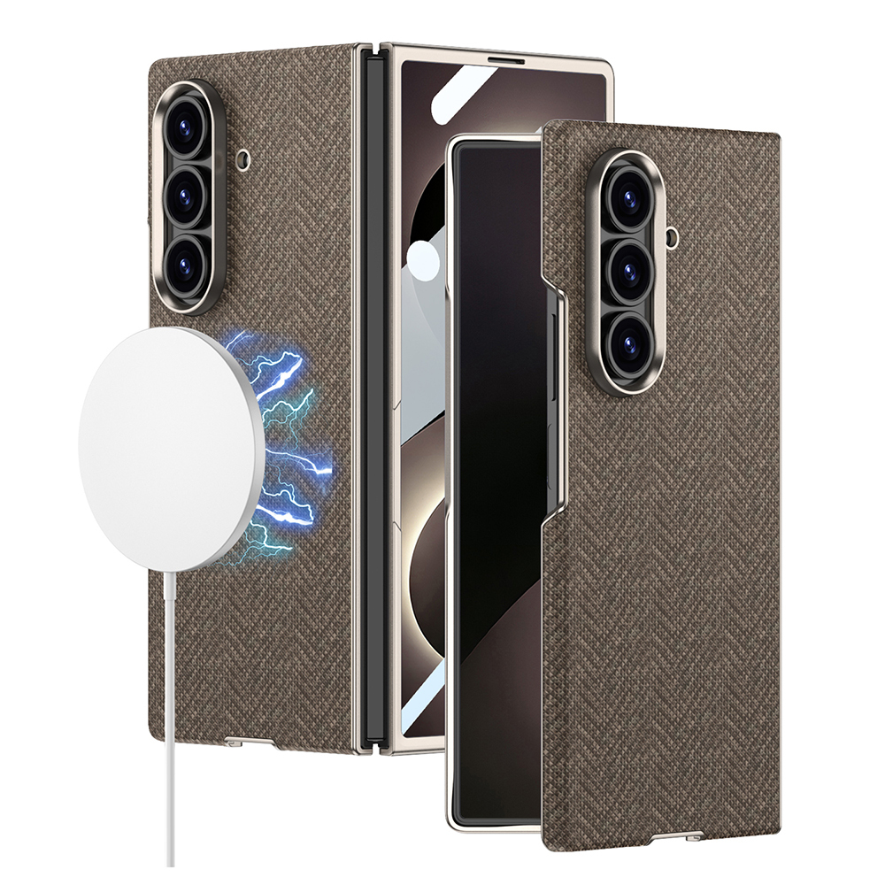 Galaxy Uyumlu Z Fold 8 Ultra Kılıf M-safe Şarj Özellikli Zore Kıpta KPT-11 Sert PC Kapak-Kahverengi