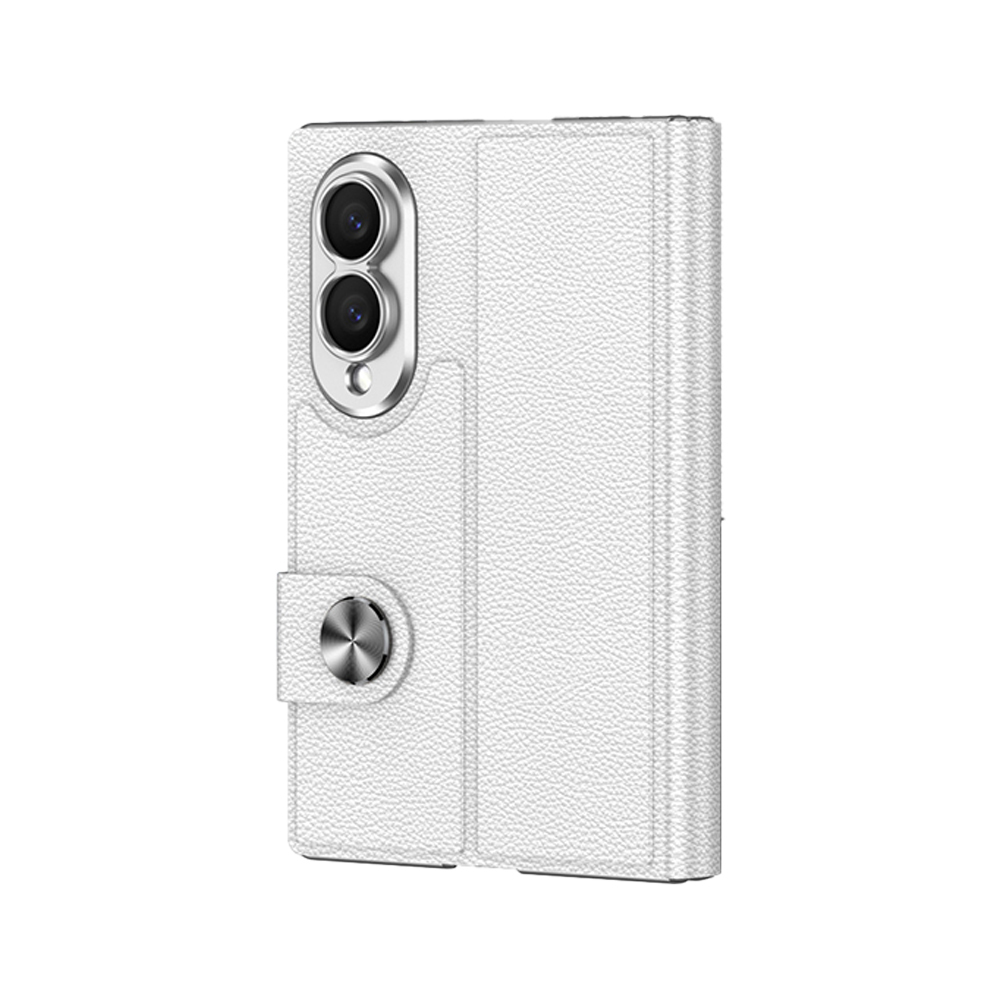 Galaxy Uyumlu Z Fold 8 Kılıf Karbon Fiber Tasarımlı Magnetik Tokalı Kartlıklı Zore Kıpta Zegna Kapak-Gri
