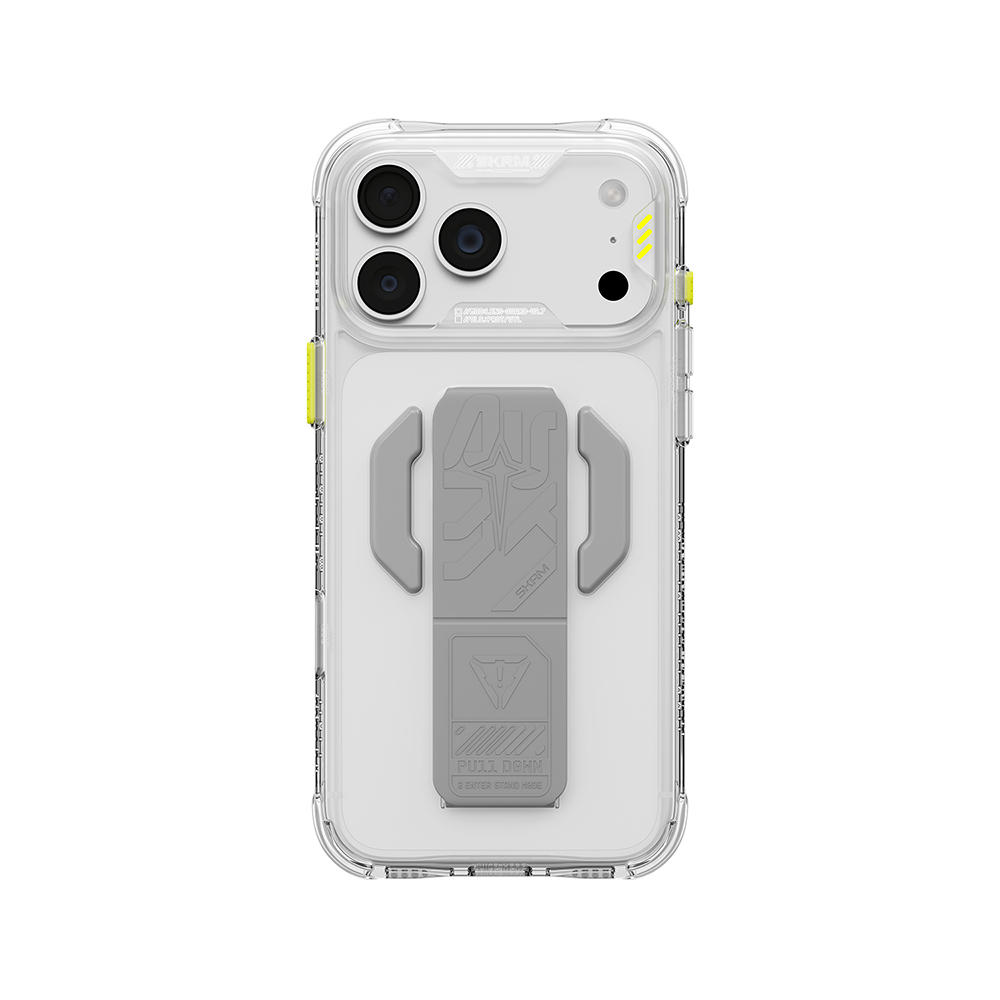 iPhone Uyumlu 18 Pro Max Kılıf M-safe Şarj Özellikli Teknoloji Desenli Skinarma Helio CE Mag Charge Standlı Kapak