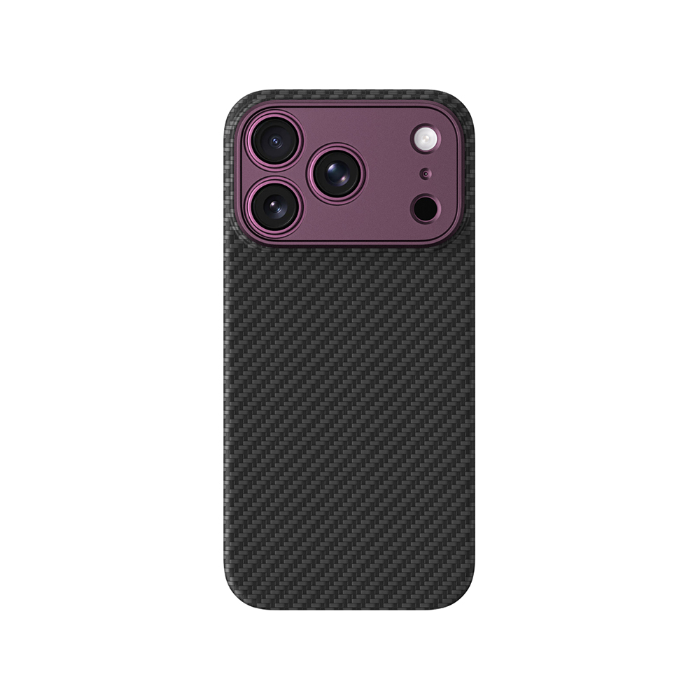 iPhone Uyumlu 18 Pro Kılıf M-safe Şarj Özellikli 1500D Aramid Fiber Lens Korumalı Amazingthing Titan Max Serisi Karbon Kapak-Mor