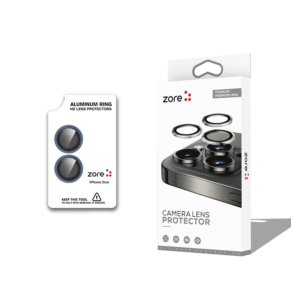 iPhone Uyumlu Duo Zore CL-12 Premium Safir Parmak İzi Bırakmayan Anti-Reflective Kamera Lens Koruyucu-Lacivert