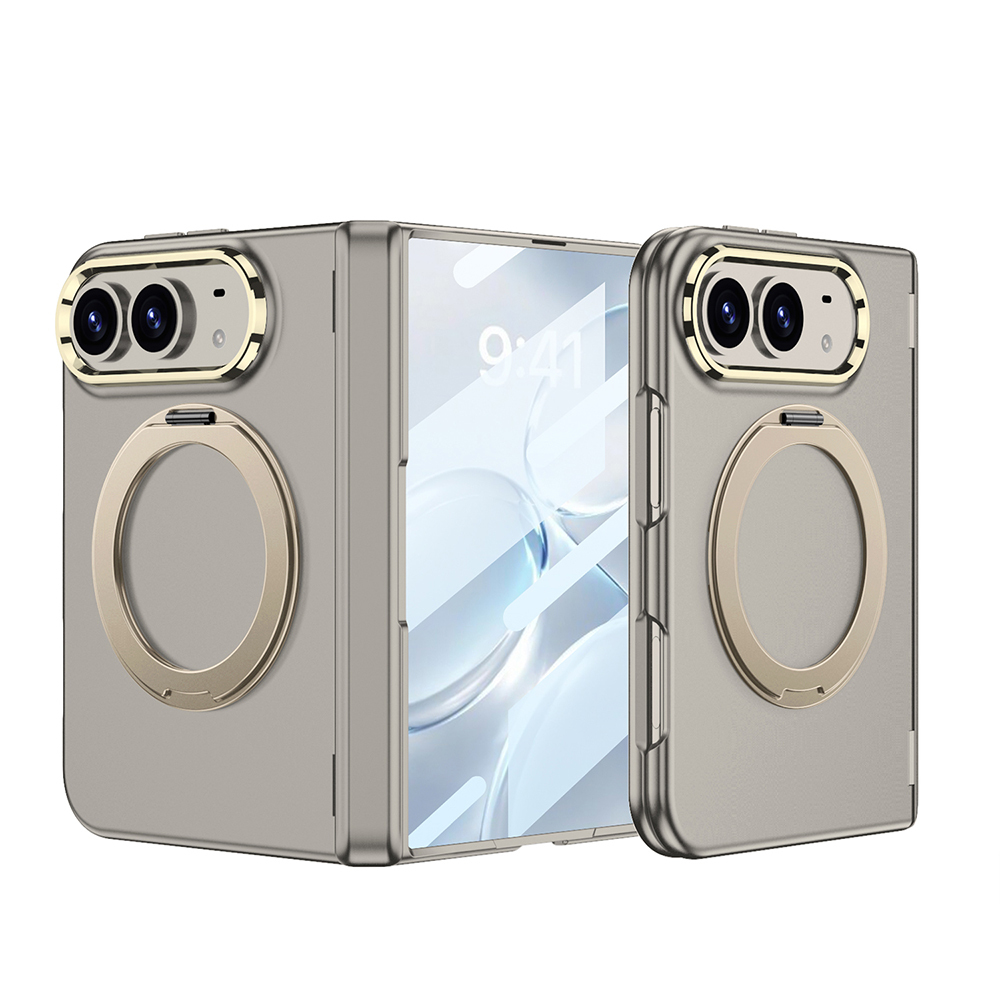 iPhone Uyumlu Duo Kılıf M-safe Şarj Özellikli Zore Kıpta KPT-07 Ring Standlı Sert PC Kapak