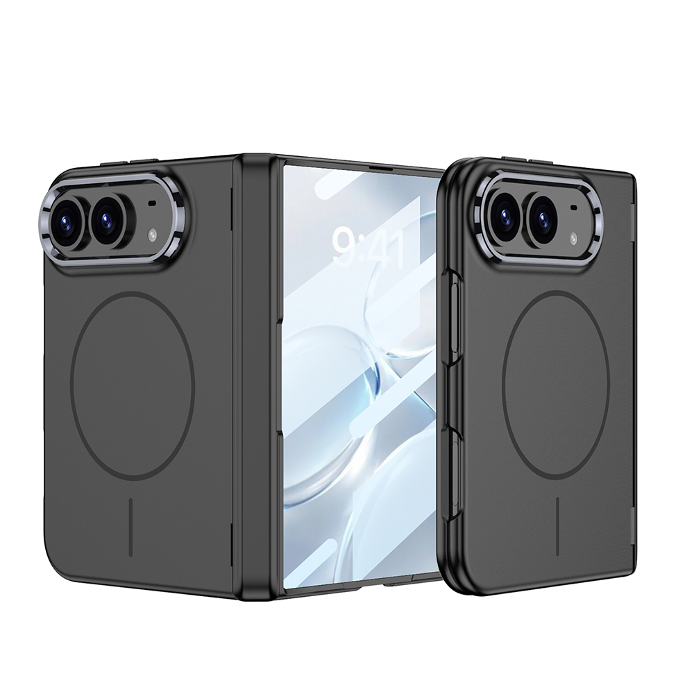 iPhone Uyumlu Duo Kılıf M-safe Şarj Özellikli Zore Kıpta KPT-14 Sert PC Kapak-Siyah