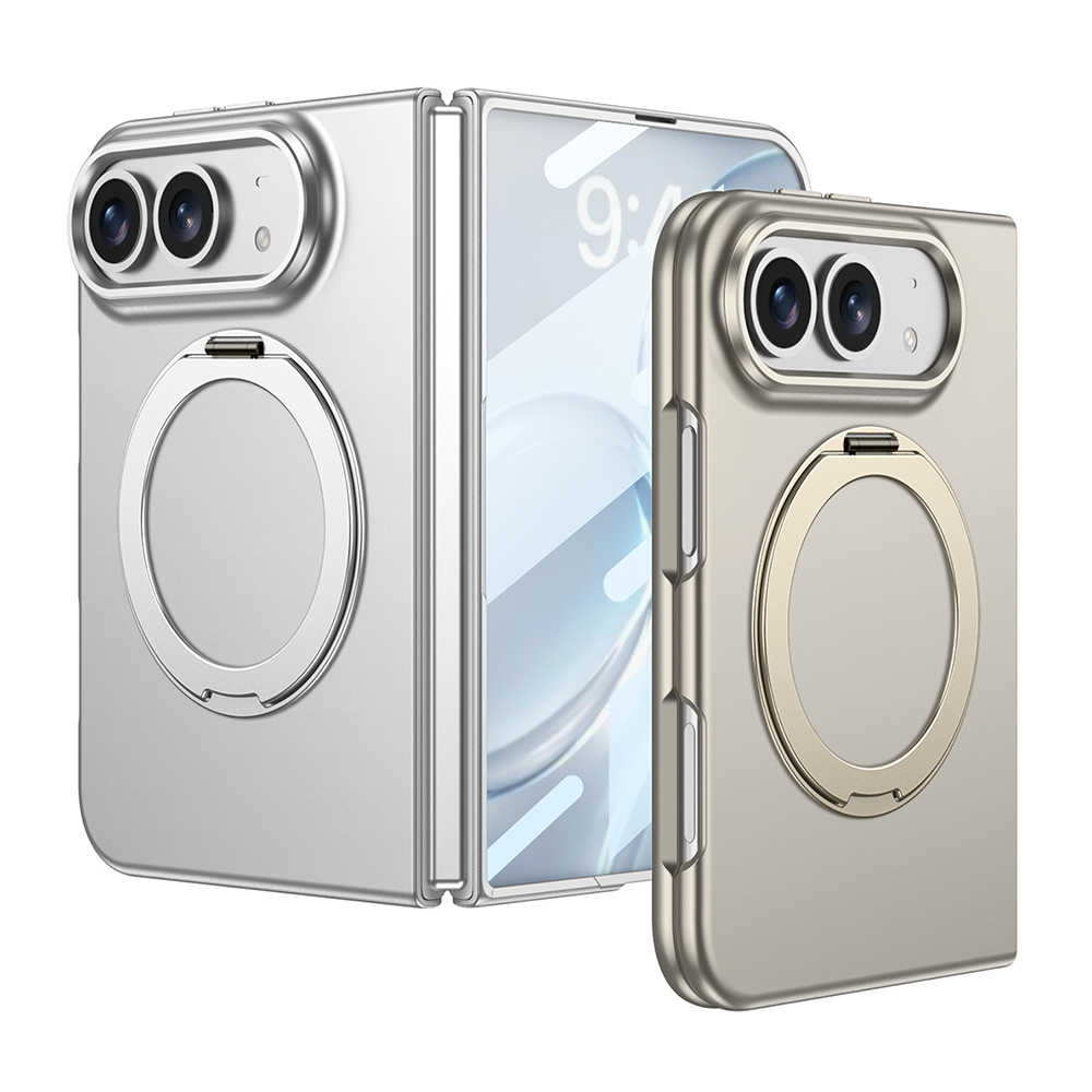 iPhone Uyumlu Duo Kılıf M-safe Şarj Özellikli Zore Kıpta Yüzüklü Kamera Korumalı Kapak-Titanyum