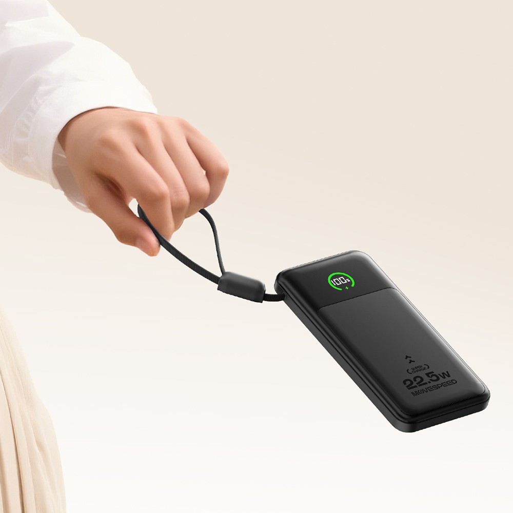 Movespeed MSP19 Dijital LED Göstergeli Type-C Kablolu Powerbank 22.5W 10.000mAh