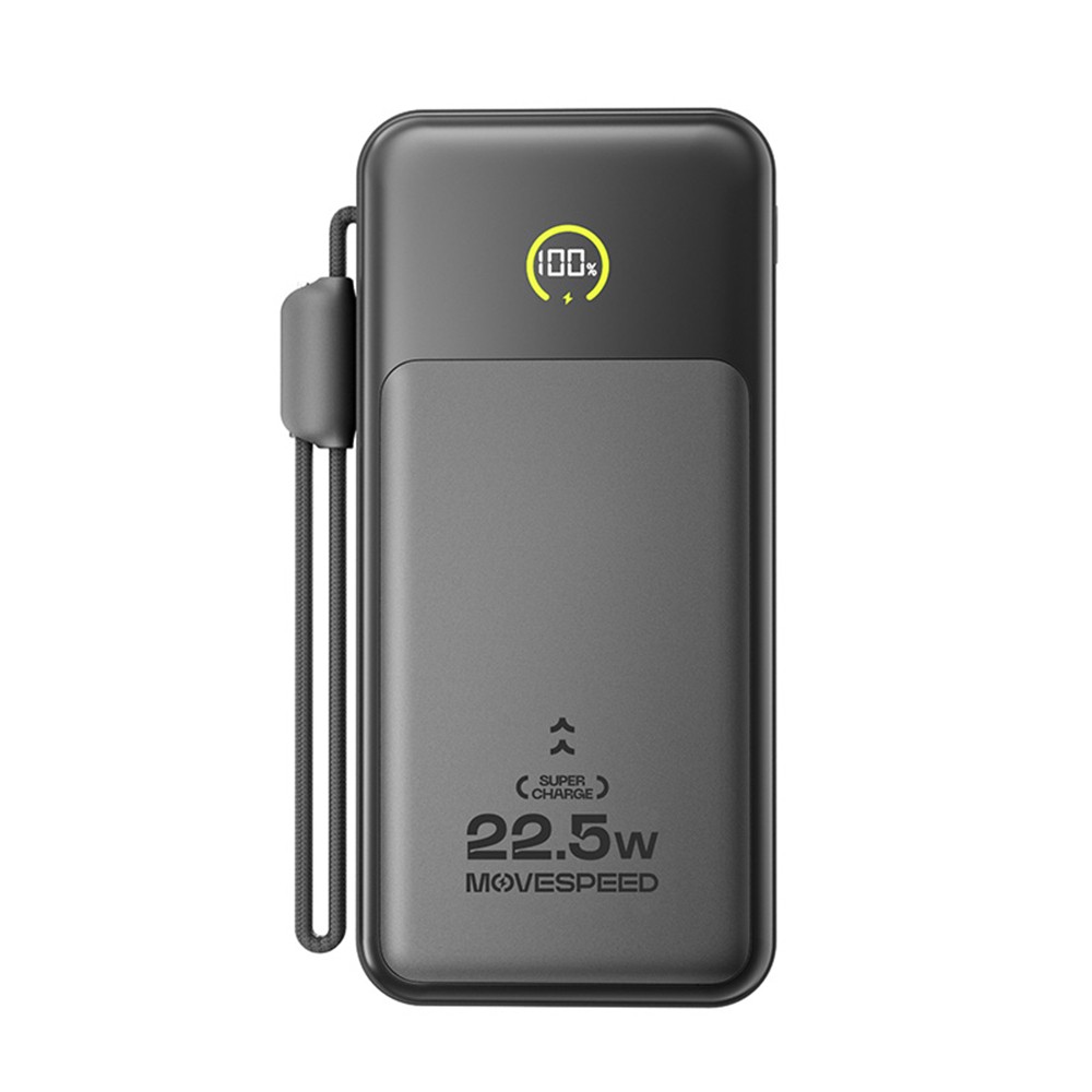 Movespeed MSP19 Dijital LED Göstergeli Type-C Kablolu Powerbank 22.5W 10.000mAh-Siyah