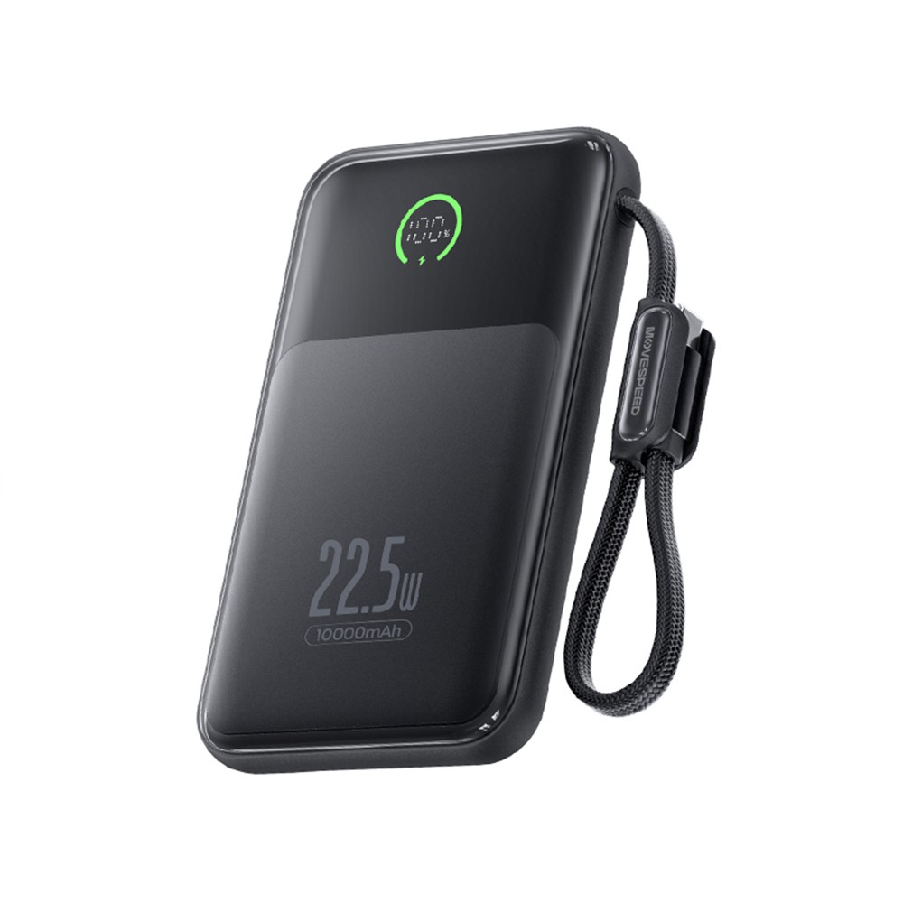 Movespeed MSP19 Pro Dijital LED Göstergeli Type-C Kablolu Powerbank 22.5W 10.000mAh-Siyah