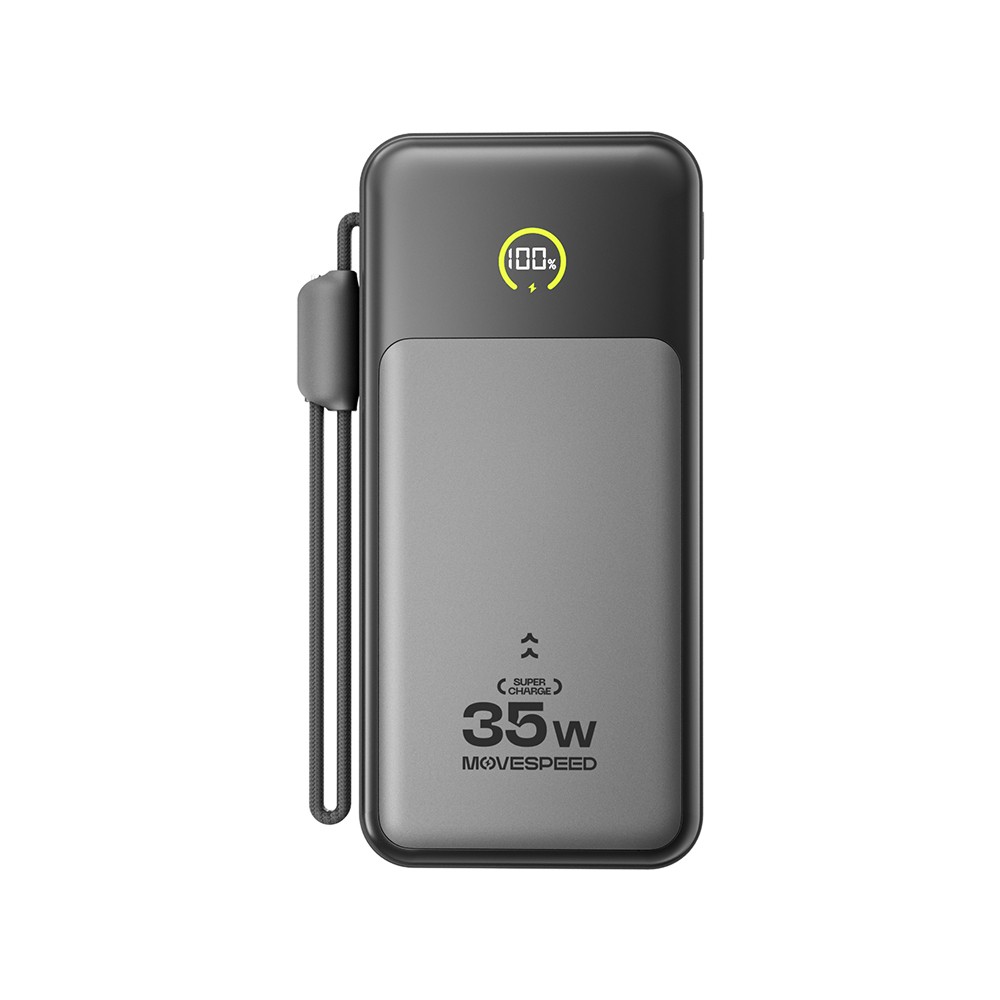 Movespeed MSP20 Dijital LED Göstergeli Type-C Kablolu Powerbank 35W 20.000mAh-Siyah