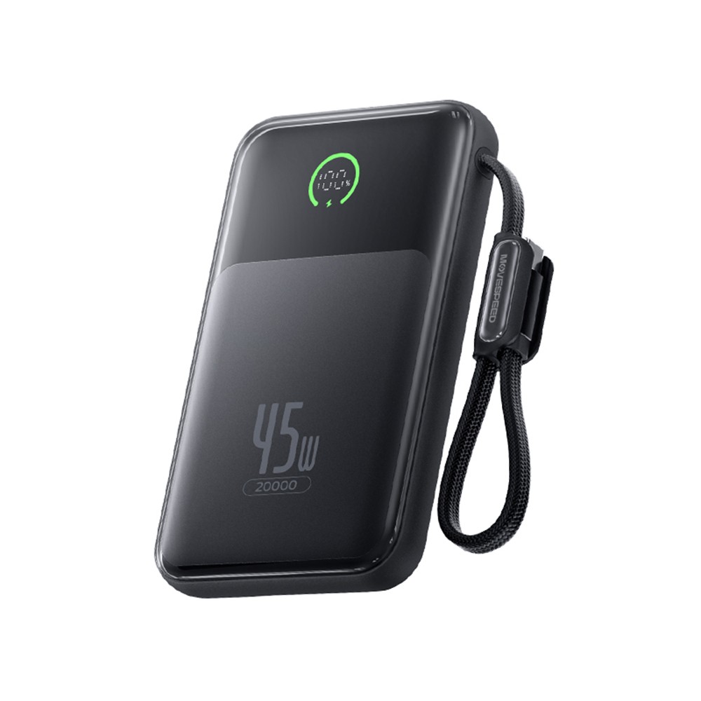 Movespeed MSP20 Pro Dijital LED Göstergeli Type-C Kablolu Powerbank 45W 20.000mAh-Siyah