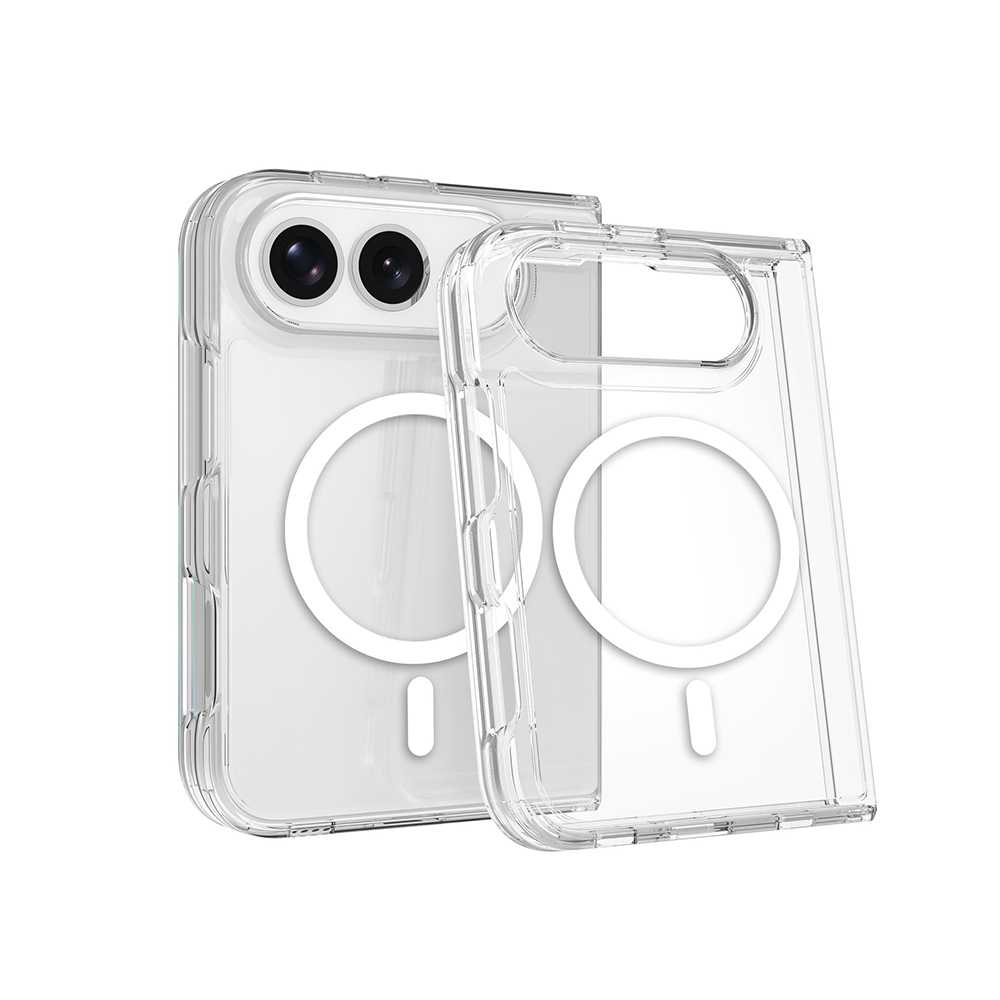 iPhone Uyumlu Duo Kılıf Zore M-safe Şarj Özellikli Şeffaf Kamera Çerçeveli UTS PC Kapak