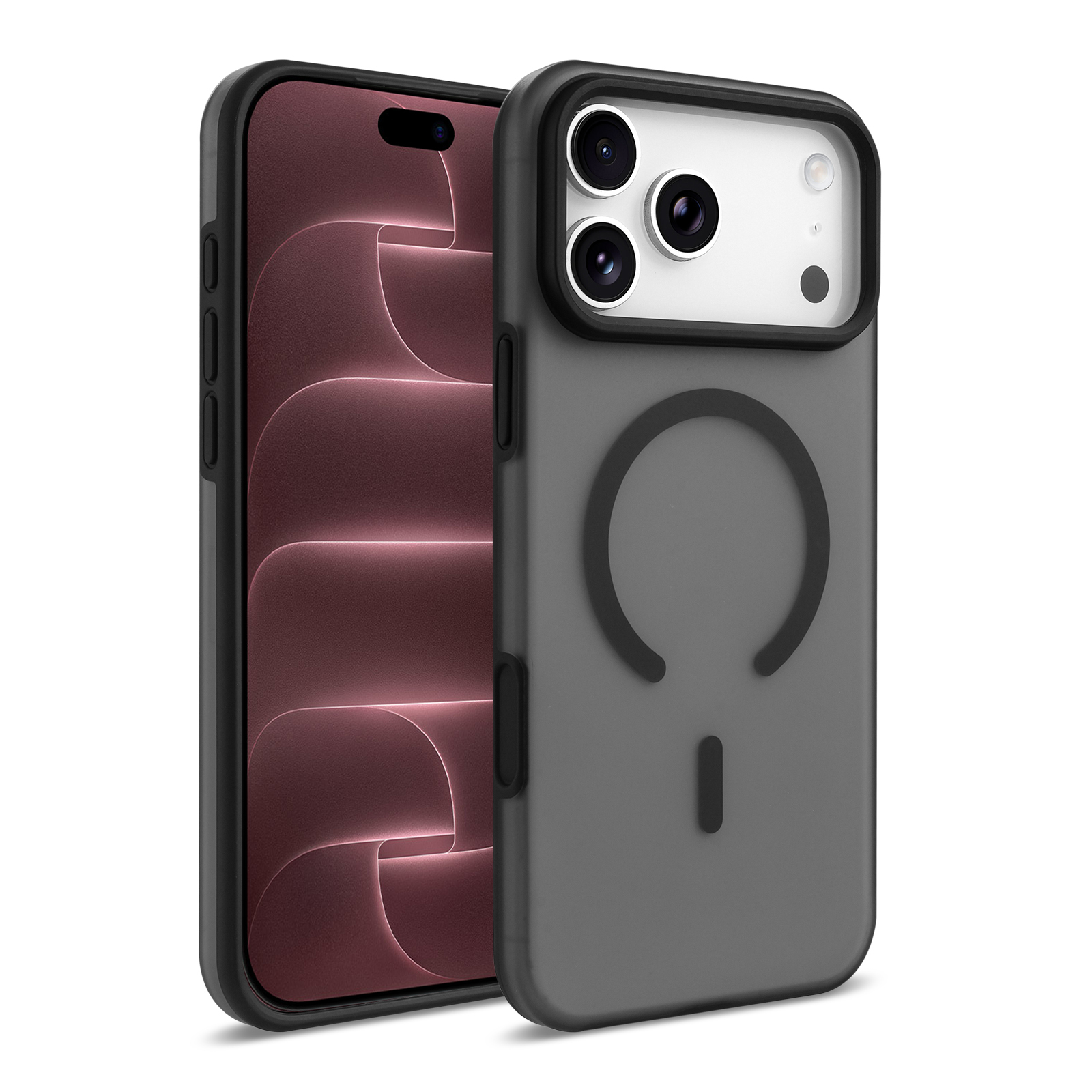 iPhone Uyumlu 17 Pro Kılıf M-safe Şarj Özellikli Zore Kuin Kapak-Siyah