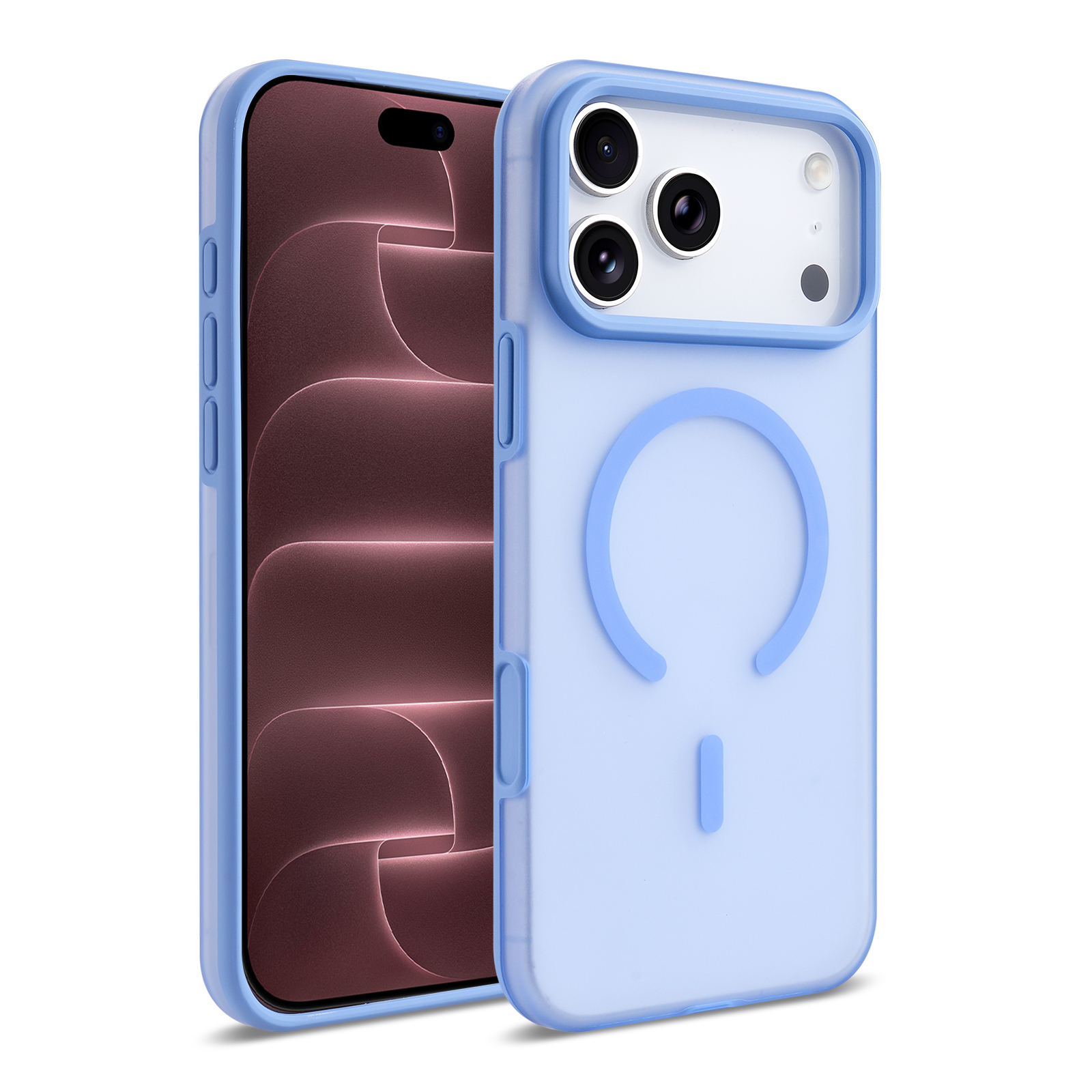 iPhone Uyumlu 17 Pro Max Kılıf M-safe Şarj Özellikli Zore Kuin Kapak-Mavi