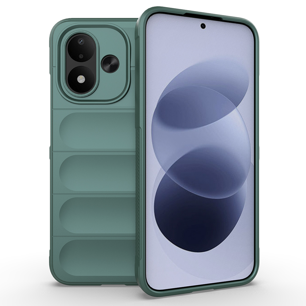 Xiaomi Uyumlu Redmi Note 17 Kılıf Esnek TPU Oyuklu Arka Yüzey Tasarımlı Zore Etnik Silikon Kapak-Koyu yeşil