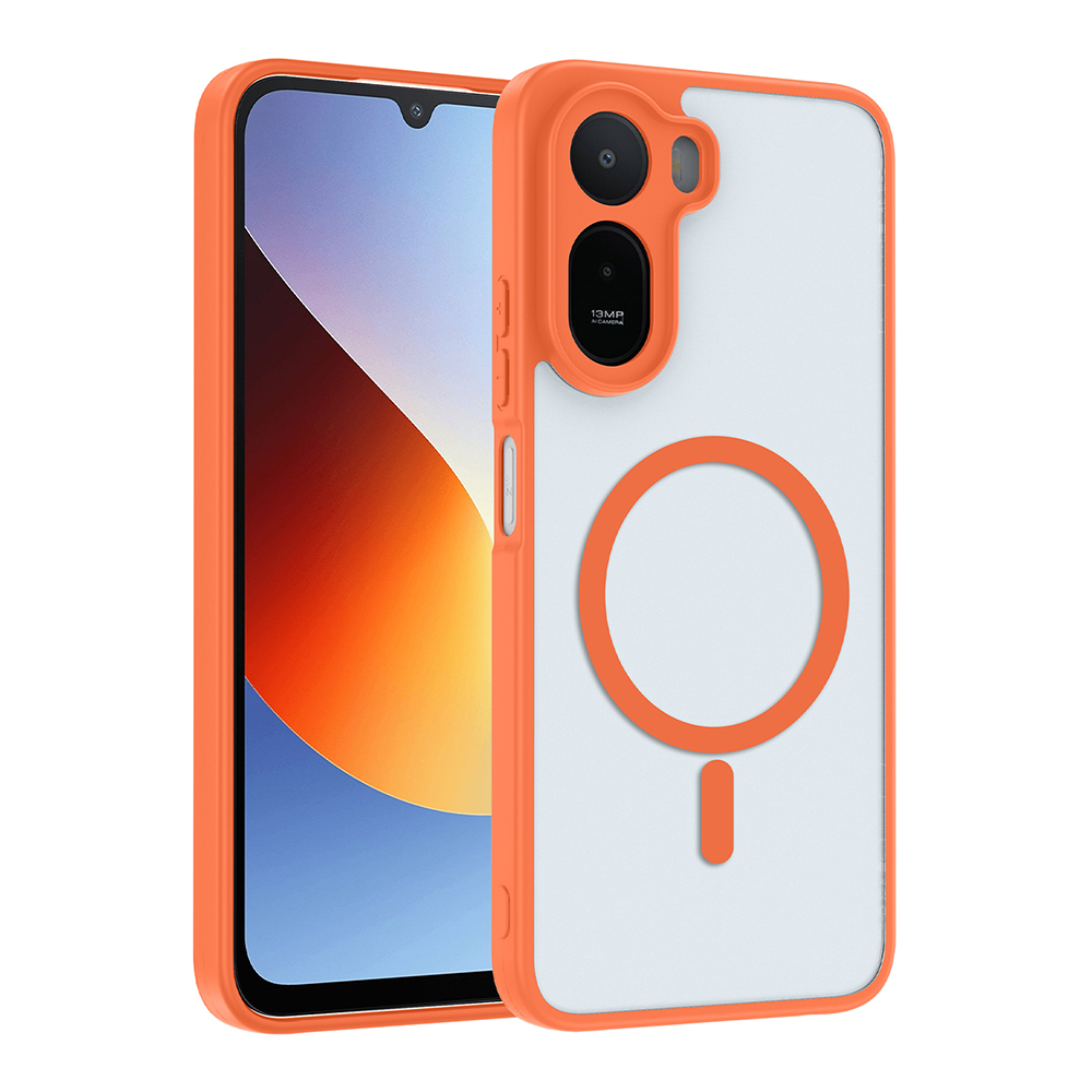 Xiaomi Uyumlu Redmi A7 Pro Kılıf M-safe Şarj Özellikli Zore Babet Kapak-Turuncu