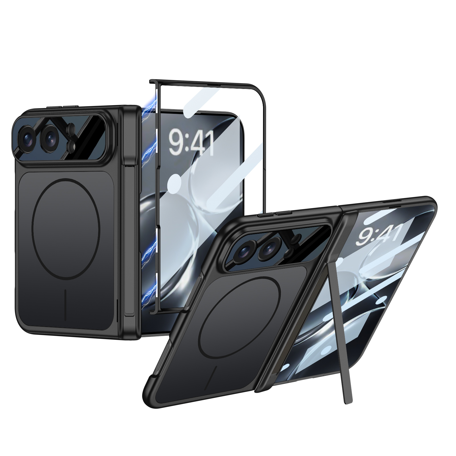 iPhone Uyumlu Duo Kılıf M-safe Şarj Özellikli Zore Kıpta KPT-18 Dikey Standlı Kapak