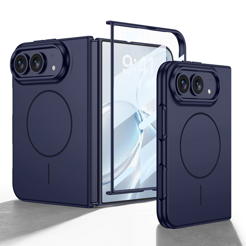 iPhone Uyumlu Duo Kılıf Wireless Şarj Özellikli Zore Kıpta M-safe Kapak-Lacivert