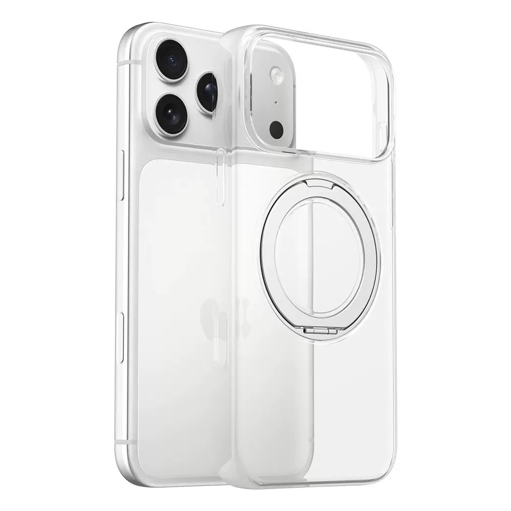 iPhone Uyumlu 18 Pro Max Kılıf M-Safe Şarj Özellikli Zore Luzer 360 Standlı Kapak