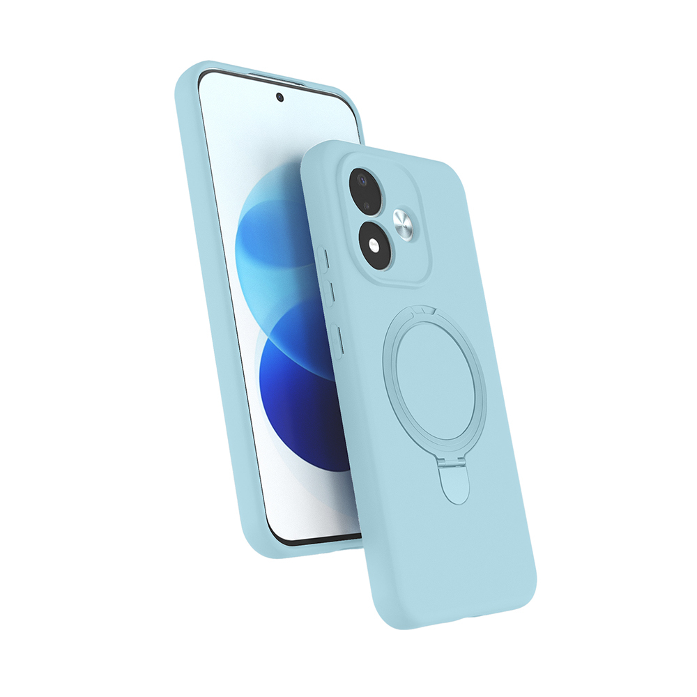 Xiaomi Uyumlu Redmi Note 17 Kılıf M-safe Şarj Özellikli Standlı Zore Samara Kapak-Açık mavi