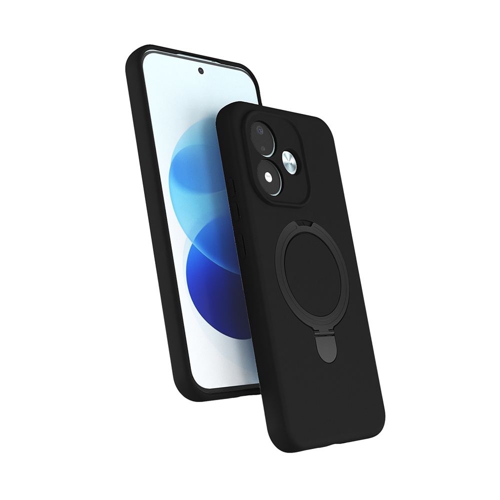 Xiaomi Uyumlu Redmi Note 17 Kılıf M-safe Şarj Özellikli Standlı Zore Samara Kapak-Siyah