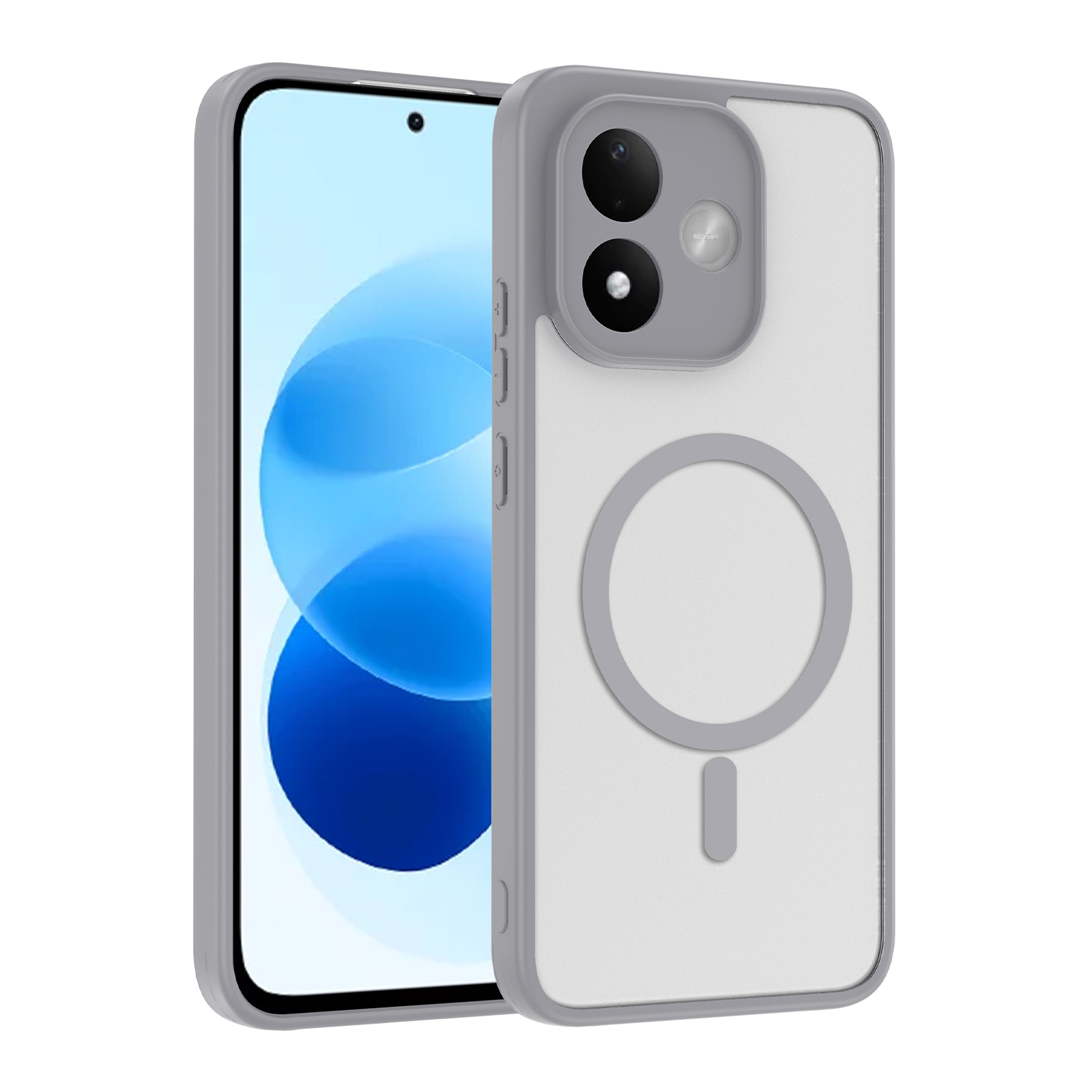 Xiaomi Uyumlu Redmi Note 17 Kılıf M-safe Şarj Özellikli Zore Babet Kapak-Gri