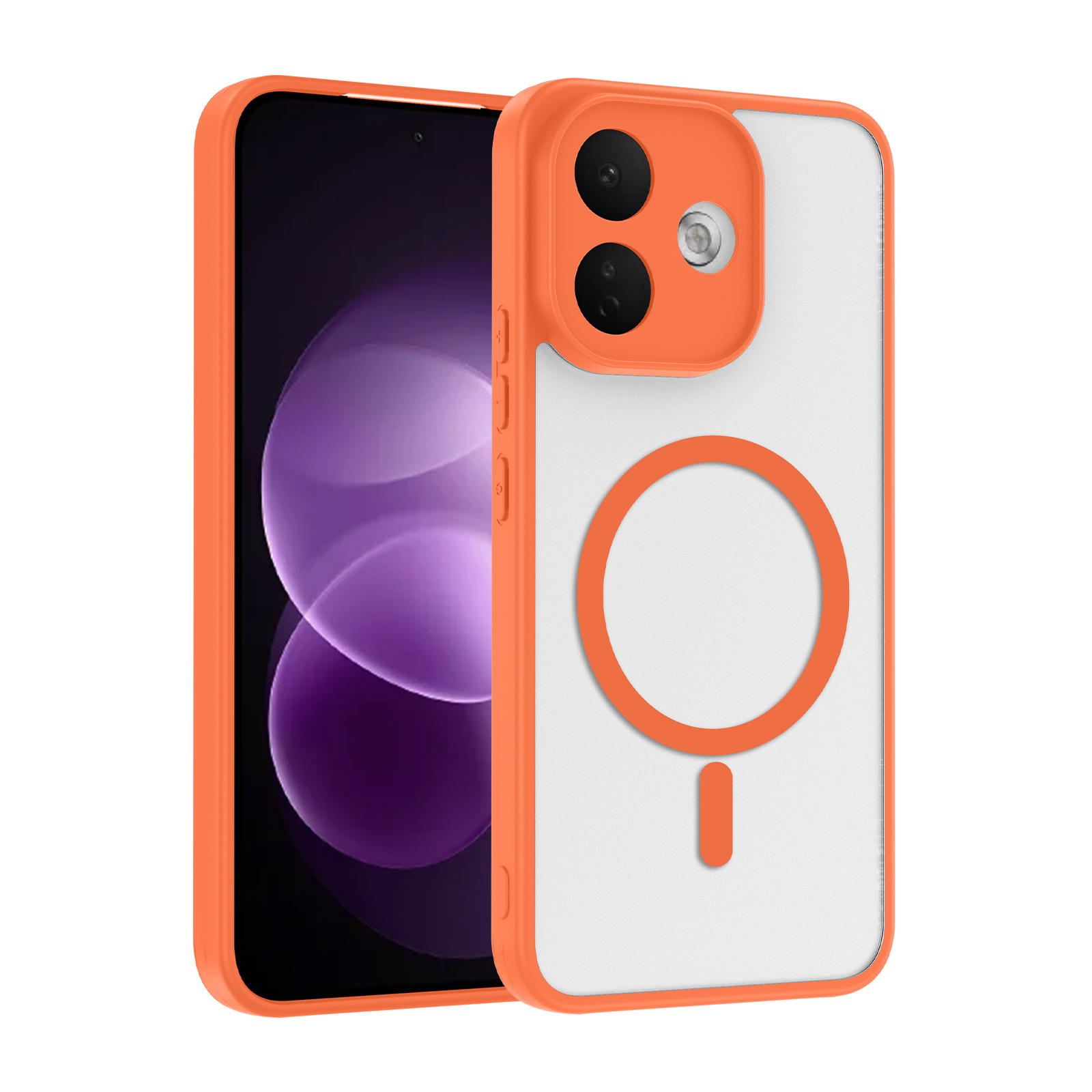 Xiaomi Uyumlu Redmi Note 17 Pro Kılıf M-safe Şarj Özellikli Zore Babet Kapak-Turuncu