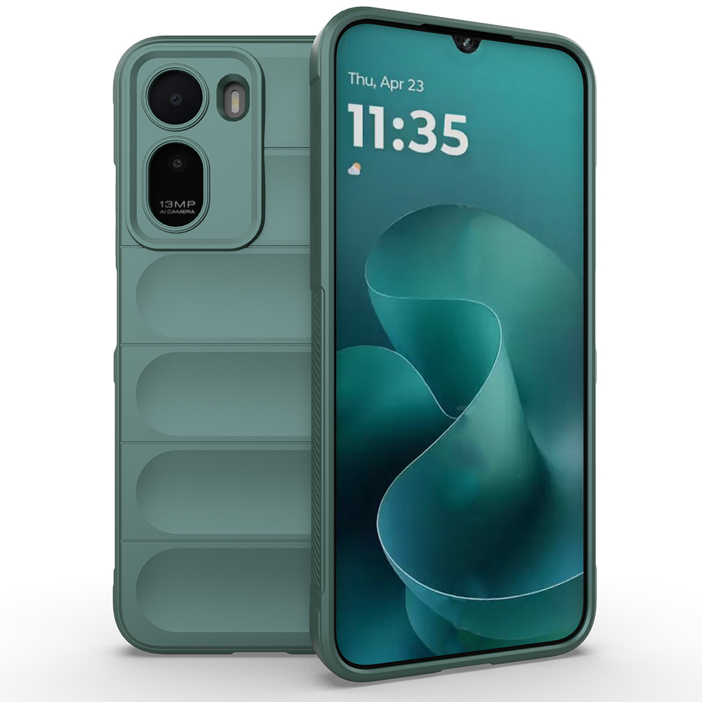Xiaomi Uyumlu Redmi A7 Pro Kılıf Esnek TPU Oyuklu Arka Yüzey Tasarımlı Zore Etnik Silikon Kapak-Koyu yeşil