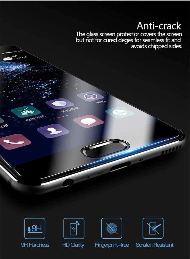Huawei Uyumlu P10 Plus Zore Ekranı Tam Kaplayan Düz Cam Koruyucu