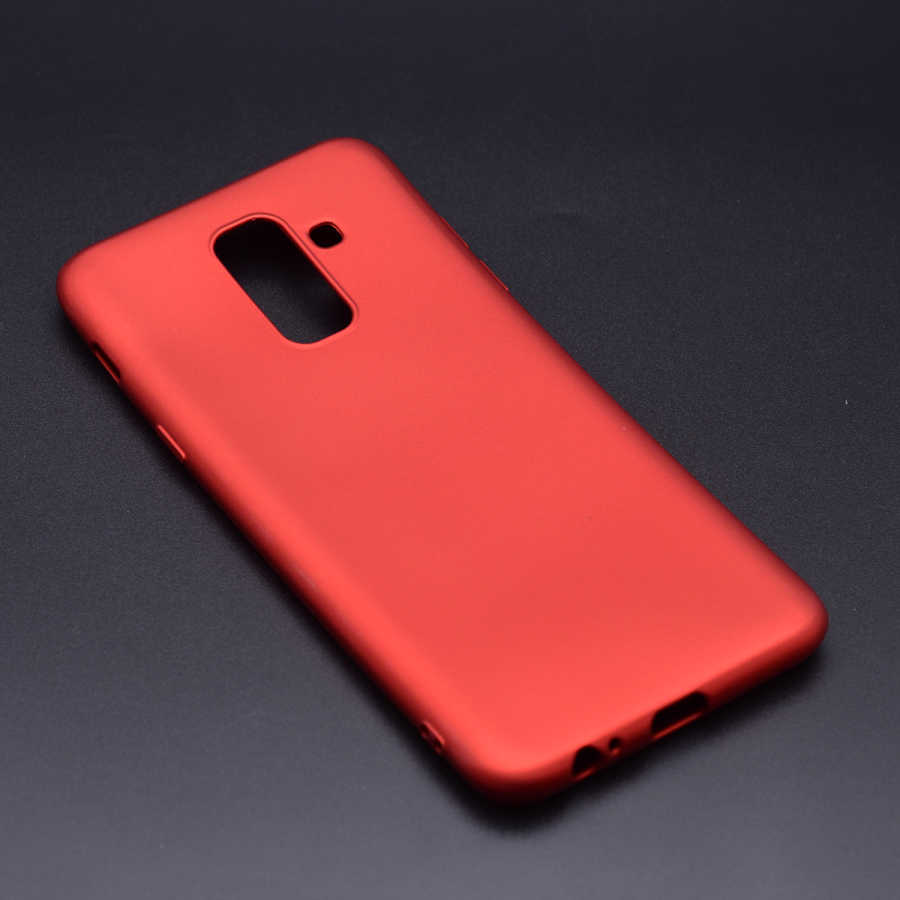 Galaxy Uyumlu A6 Plus 2018 Kılıf Zore Premier Silikon Kapak-Kırmızı