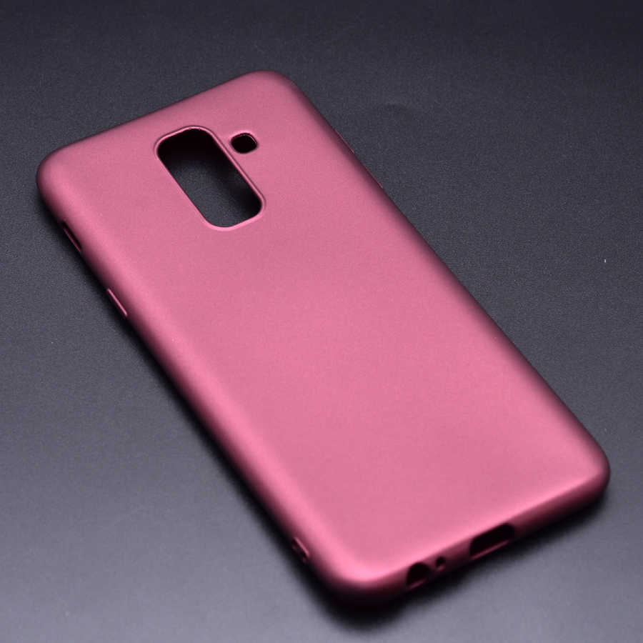 Galaxy Uyumlu A6 Plus 2018 Kılıf Zore Premier Silikon Kapak-Mürdüm