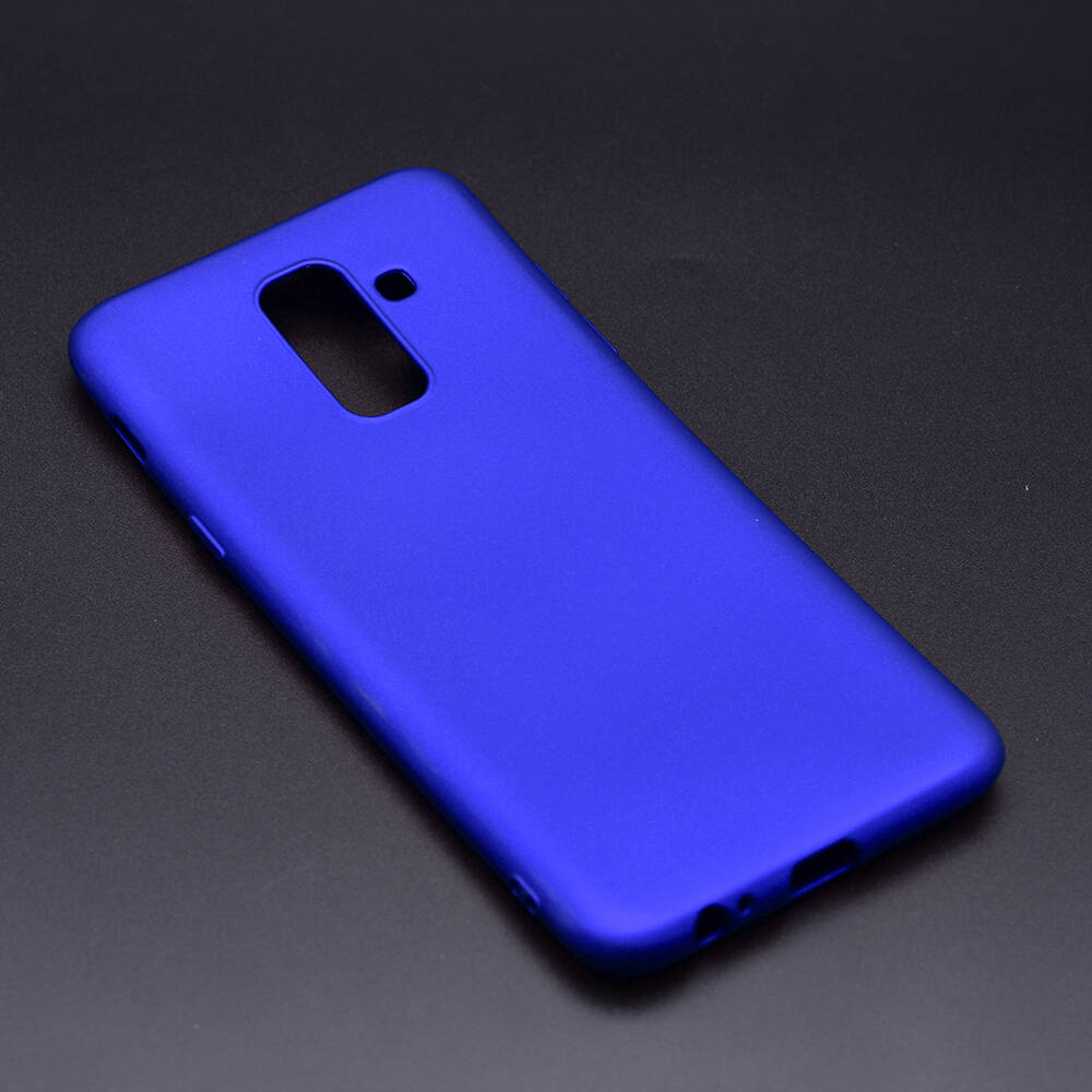 Galaxy Uyumlu A6 Plus 2018 Kılıf Zore Premier Silikon Kapak-Saks mavi