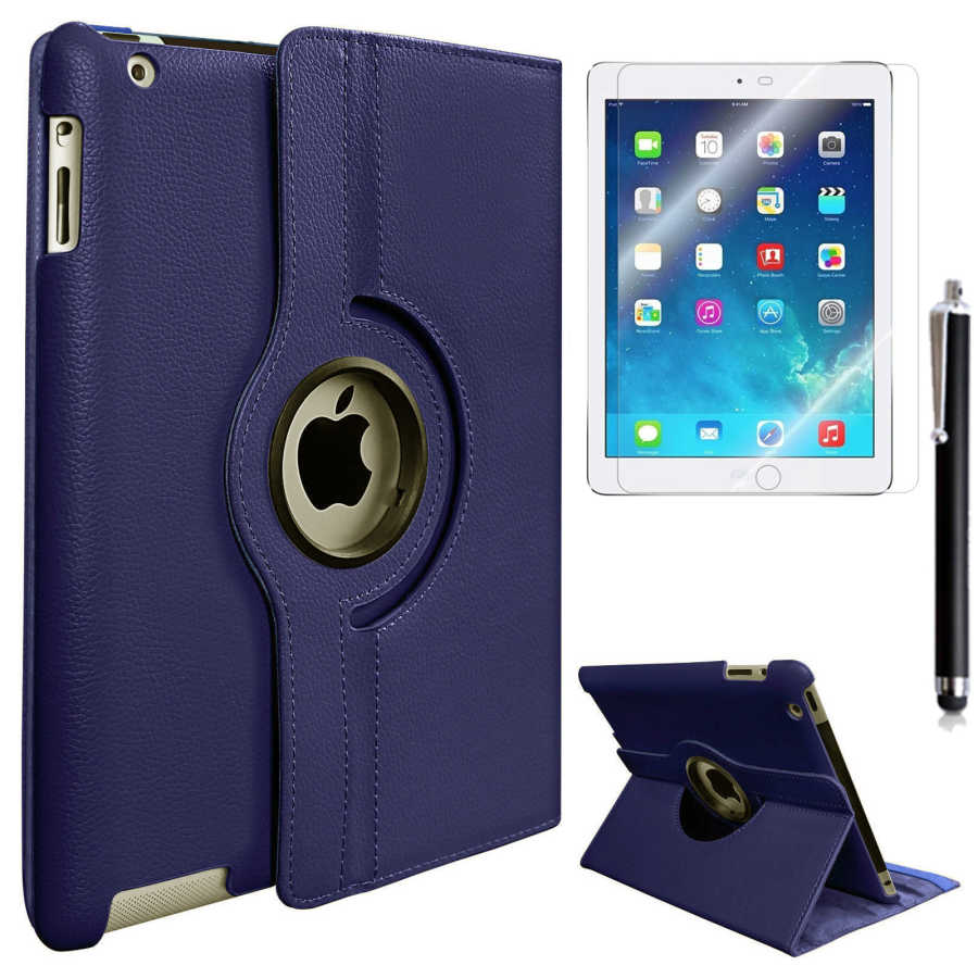 iPad Uyumlu Mini 2-3 Zore Dönebilen Standlı Kılıf-Lacivert